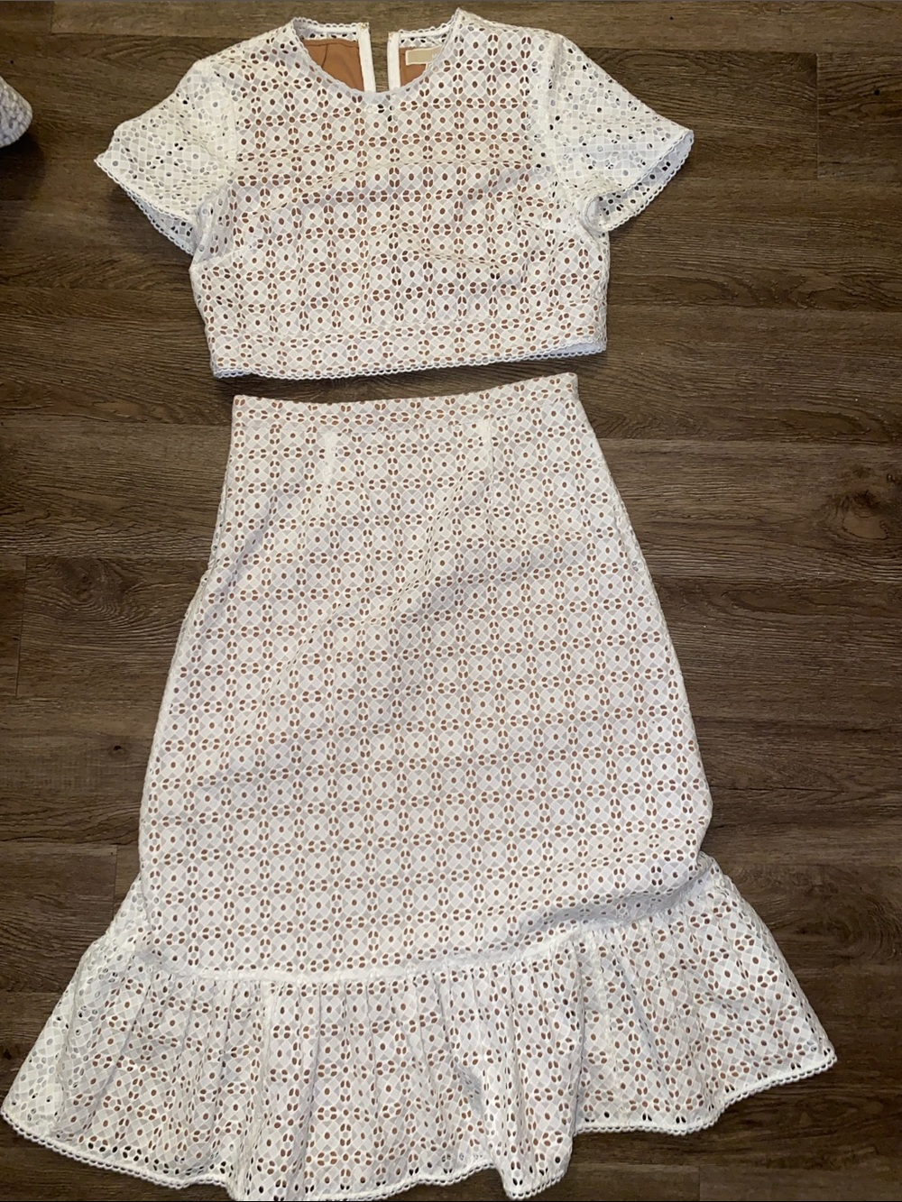 MICHAEL Michael Kors White Eyelet Two-Piece Midi Dress Set